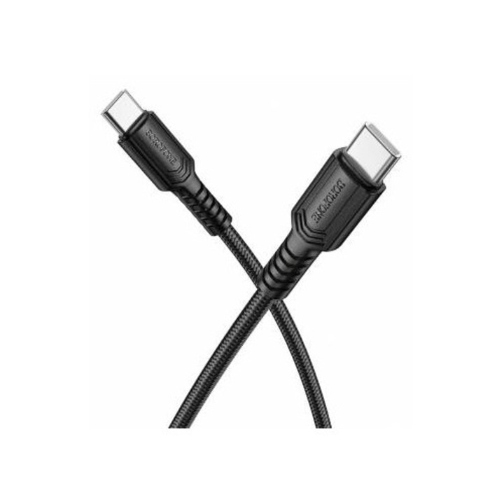 Cablu Date si Incarcare Borofone USB-C - USB-C BX116 Certain 60W 1m Negru