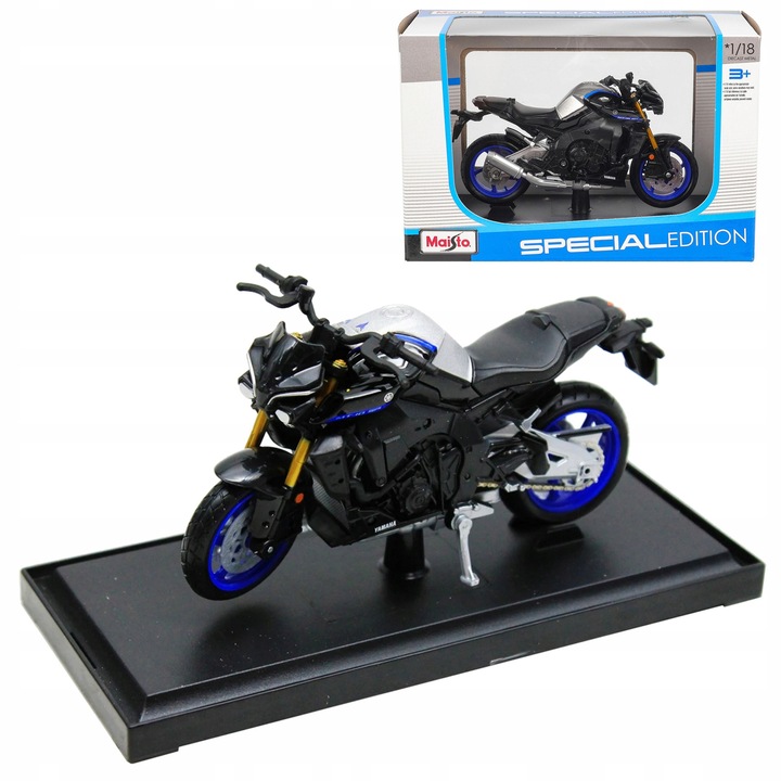 Motorkerékpár modell, Maisto, Yamaha MT-10 SP 2023, 1:18, fém, 7x5x12cm