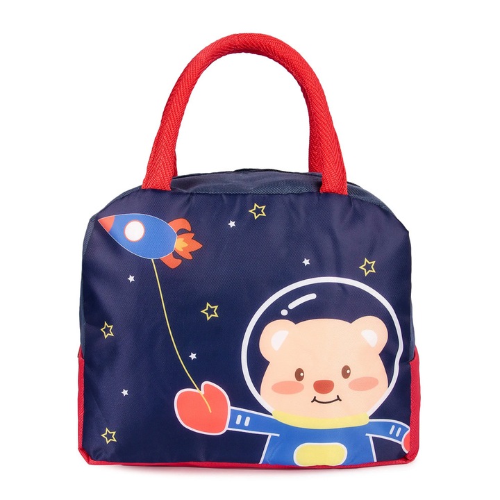 Изолирана чанта за деца, храна и напитки, 23x13x19 см, хладилна чанта, алуминиев вътрешен слой, XTO, синьо/червено