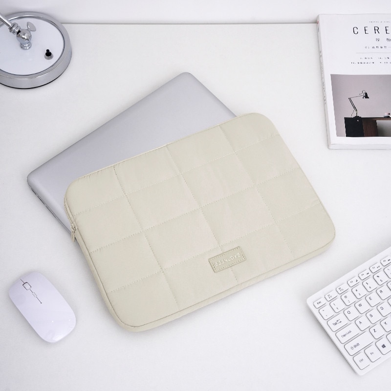 Geanta laptop bej 14 inch poliester impermeabila