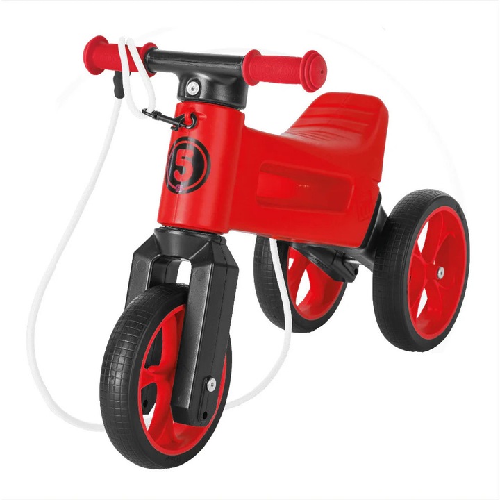 2 az 1-ben futóbicikli, 18+ hónapos kortól, gumiabroncsok és fogantyúk, 4 magasságállítási szint, Funny Wheels Rider SuperSport Red Limited