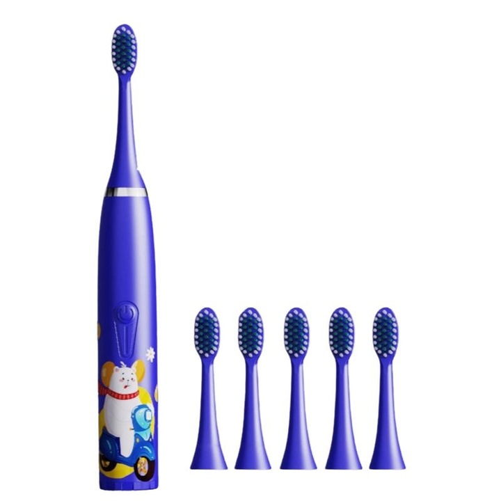 Periuta de dinti electrica (sonica) pentru copii | Curatare profunda, design amuzant, Catelus, Indigo