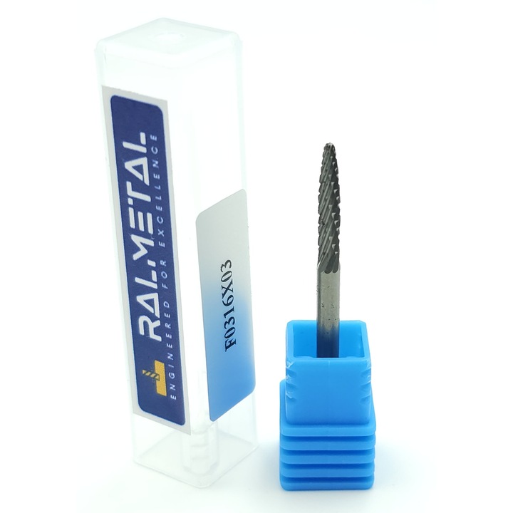 Frez Pilnik Obrotowy Stozek Zaokraglony D3 x 16 x 38 mm, Ralmetal, 60 HRC