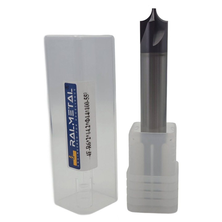 Frez VHM Cwiartkowy R6 x 2 x 14,2 x 14D x 100 mm, 4 ostrzowy, AlTiN, 45 HRC