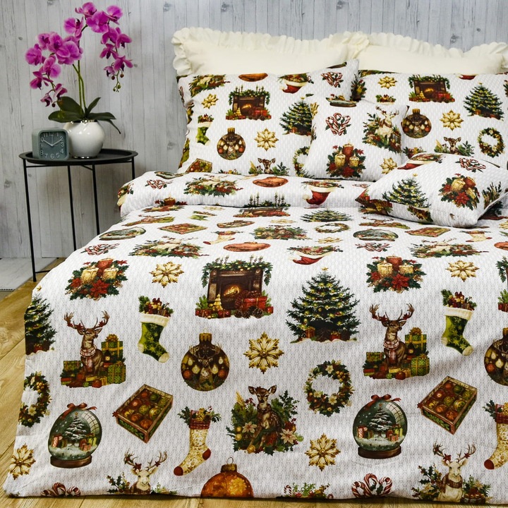 Set Lenjerie De Pat, Somn Profund, 140 x 200 cm, Bumbac De Inalta Calitate, Gramaj 125 g/m2, Fermuar, Certificat Oeko Tex Standard 100, Multicolor