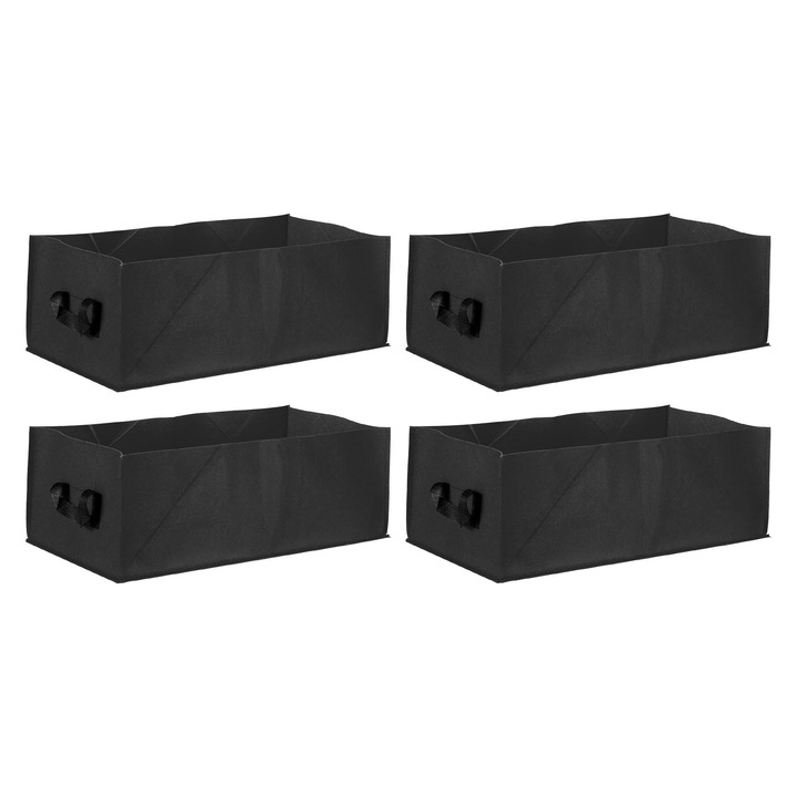 Set 4 genti de plantare Kufer, rezistente, negre, 58x30x19cm