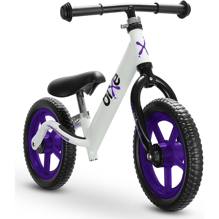 Bicicleta fara pedale Bixe, 12 inch, aluminiu, alb/mov, 2-5 ani