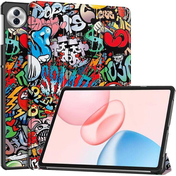 Husa tableta pentru Honor Pad10 12.1"(2025), Auto functie sleep/wake tip stand, Graffiti
