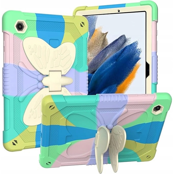 Tablettok állvánnyal és pánttal, Samsung Galaxy Tab A8 10.5"-hez, többszínű, 3 rétegű védelemmel