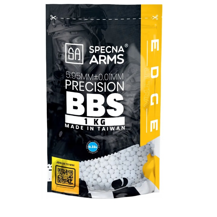Bile BBs pentru airsoft, Specna Arms EDGE ULTRA 0.32g, 5.95mm, alb, pachet 1kg