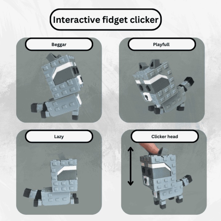 Figurina Raccoon, din Grow a Garden, fidget clicker, Roblox