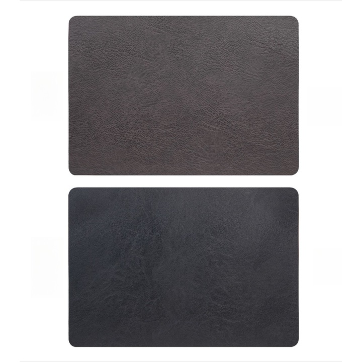 Set Suport Farfurie, Servet Impermeabil, Napron pentru Masa, din Piele Sintetica, Rezistente la Caldura, Antiderapante, 4 bucati, 44.5 x 30 cm, Stil Elegant, Negru Nuc, Durata lunga de viata si usor de utilizat