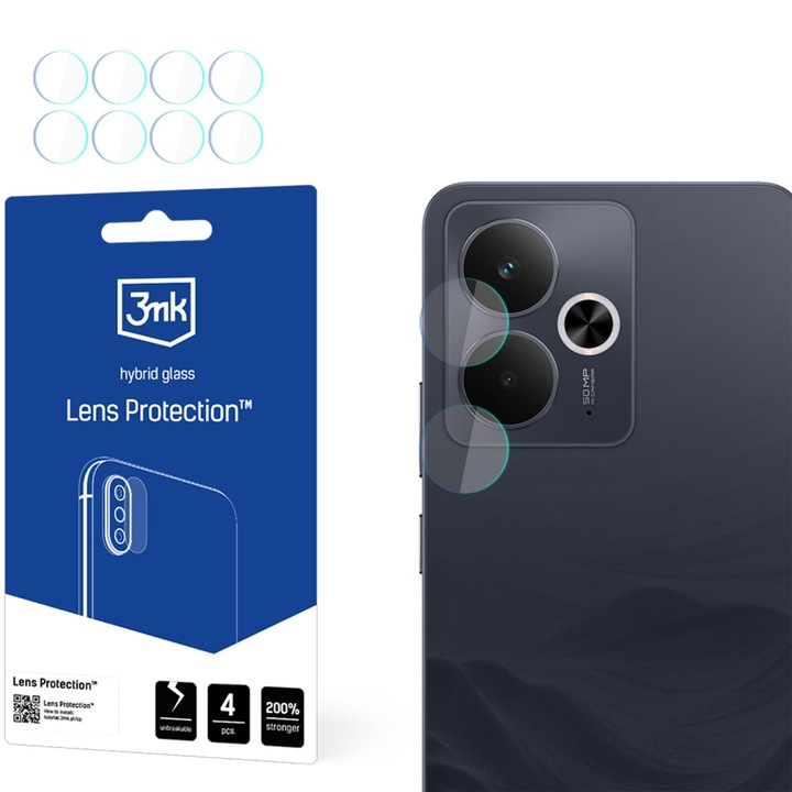 Комплект 4x Стъклен протектор за обектив, 3mk Lens Protection за Realme 14 5G / 14T 5G