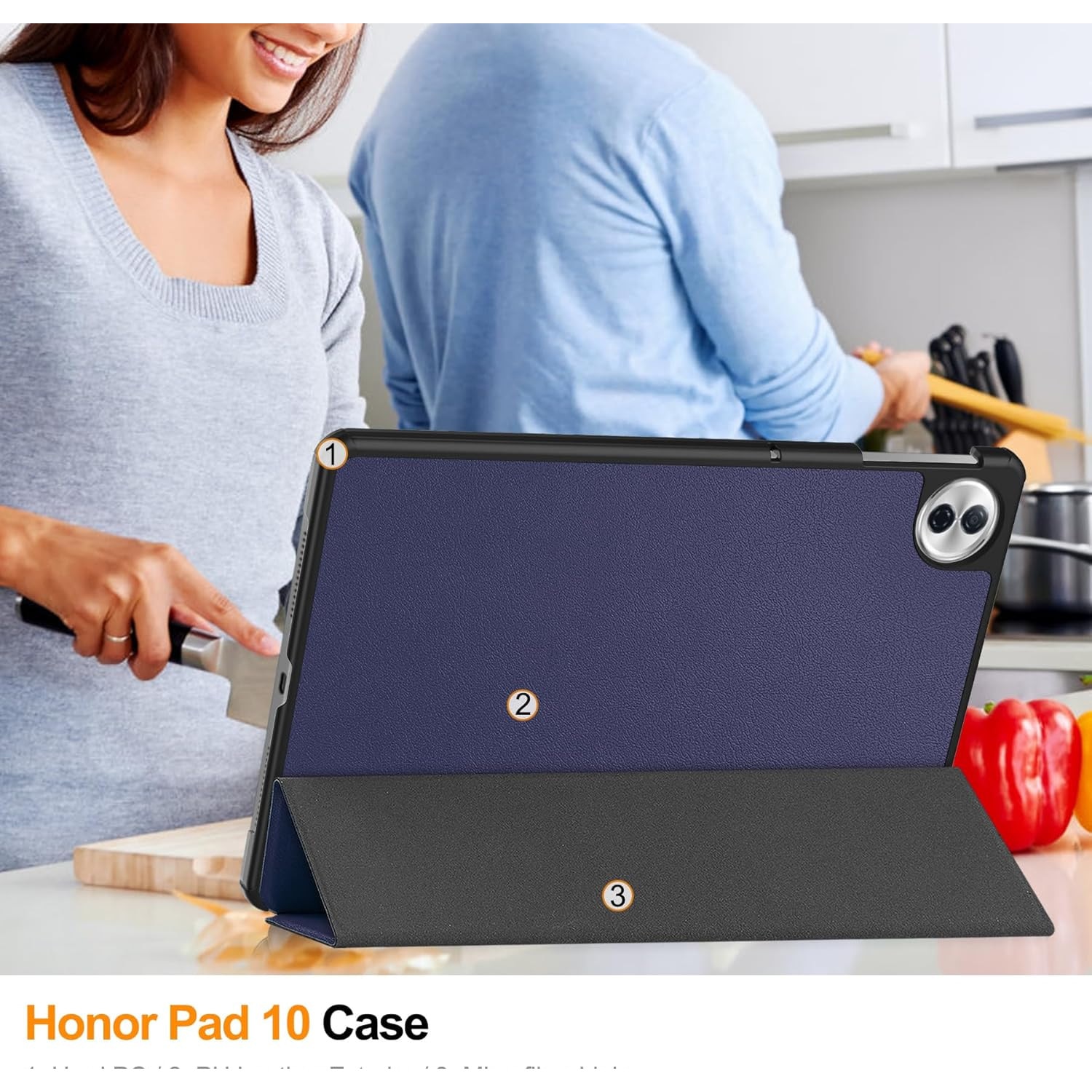 Husa tableta pentru Honor Pad10 12.1"(2025), Auto functie sleep/wake tip stand, Albastru inchis