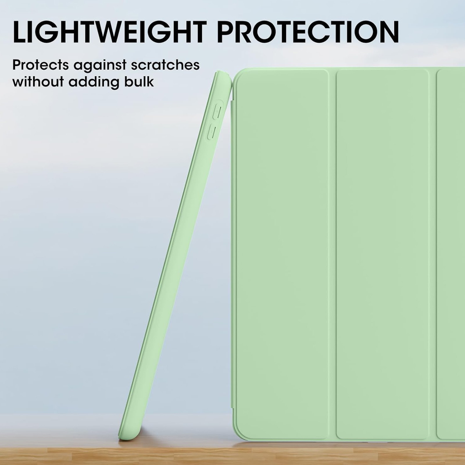 Husa tableta AYSTOAYS®, Compatibil cu iPad 9th 10.2'', 9th/8th/7th, functie de trezire/dormire, u suport pentru stilou, husa inteligenta cu suport pliabil in trei, Verde deschis