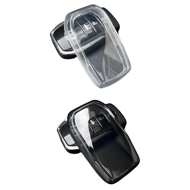 Husa Negru Transparent pentru cheie Pentru Toyota Camry Pentru Prius Pentru Corolla Pentru C-HR Pentru Prado Pentru 2018 Rav4, Usoare si portabile, calm si atmosferic, Simplu la moda si versatil, Claritate tactila