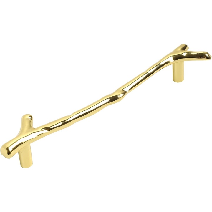 Maner din aliaj pentru sertar/dulap, model crenguta de copac-M, distanta dintre gauri 9.6 cm/lungime totala 12 cm, culoarea auriu, Retro, robust si usor de instalat