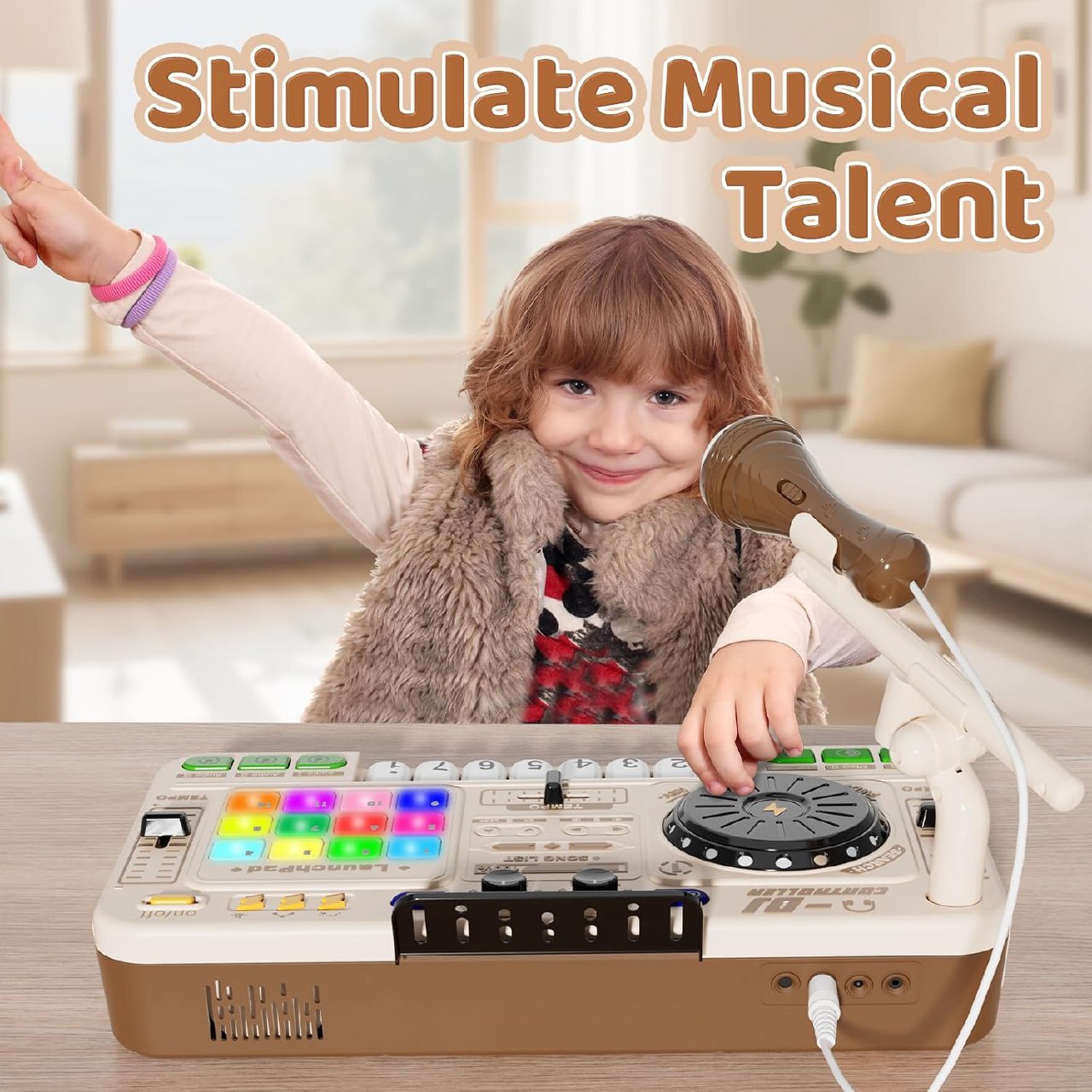 Mixer de DJ pentru copii, set de DJ recarcabil pentru copii mici