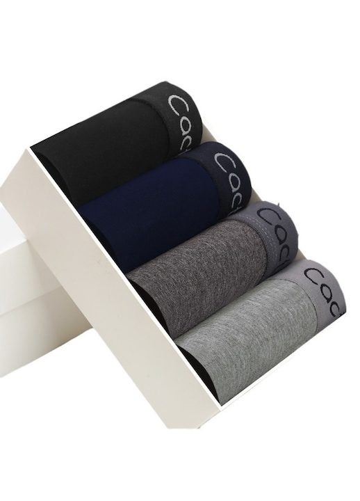 Set de 4 perechi de chiloti pentru barbati, largi si confortabili, 95% bumbac, 5% spandex, Multicolor