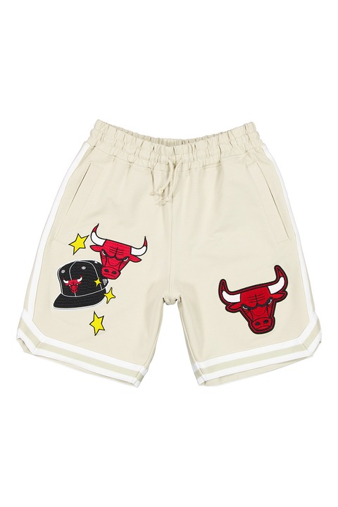 New Era, Pantaloni scurti cu aplicatii Chicago Bulls, Rosu/Negru/Bej deschis