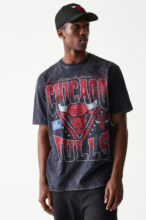 New Era, Tricou din bumbac Chicago Bulls NBA, Rosu/Alb/Negru melange