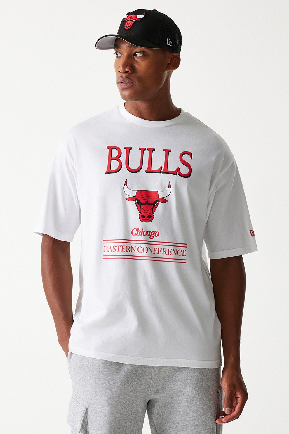 New Era, Tricou din bumbac Chicago Bulls, Rosu, Alb optic, S