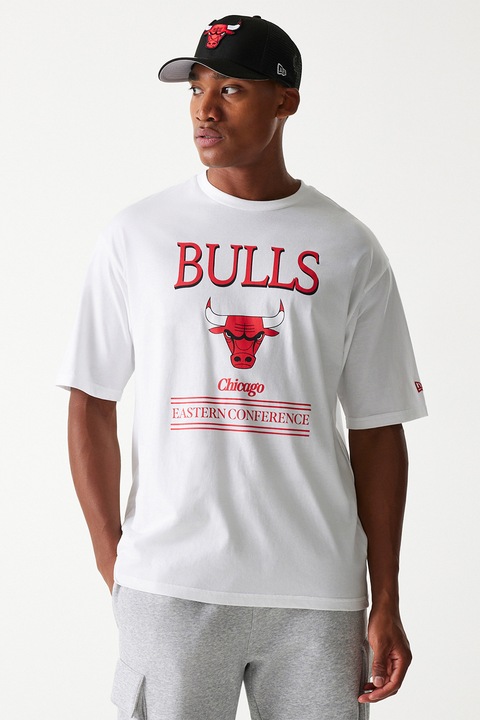 New Era, Tricou din bumbac Chicago Bulls, Rosu/Alb optic