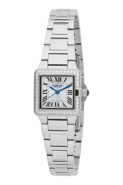 U.S. Polo Assn., Szögletes karóra kristályokkal, Ezüstszín