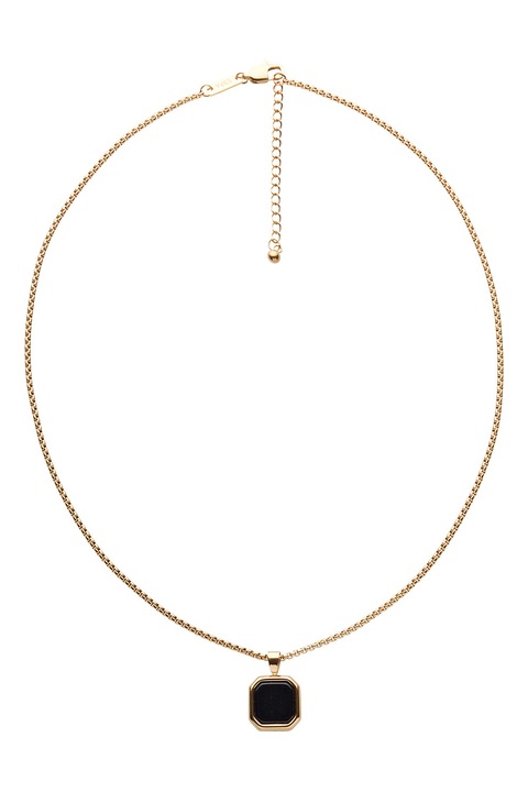 U.S. Polo Assn., Rozsdamentes acél nyaklánc ónix kövekkel, Aranyszín, Fekete