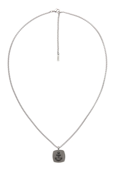 U.S. Polo Assn., Rozsdamentes acél nyaklánc medállal, Fekete, Ezüstszín