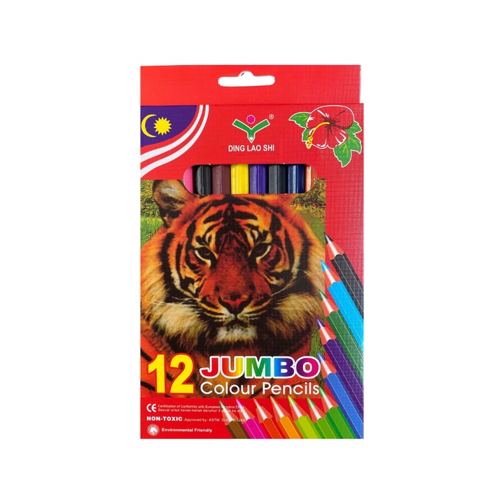 Set 12 creioane colorate JUMBO, groase, culori intense