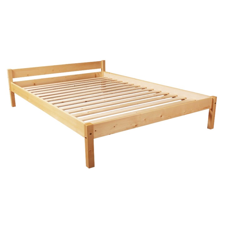 Pat matrimonial Sally, Transilvan, Lemn Masiv, Model 2/1, 120x200 cm, Lacuit