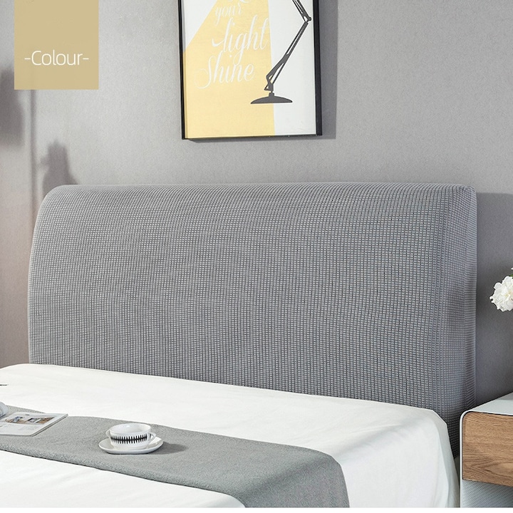 Husa tablie pat, Dicollas, Cu centura elastica, Elasticitate ridicata, Placuta la atingere, Poliester/Spandex, 70 cm, 170-190 cm, Gri