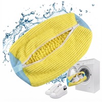 Sac pentru spalat incaltaminte in masina de spalat, fibra moale pentru protectie incaltaminte, material rezistent, Potrivit pentru toate tipurile de incaltaminte, reutilizabil, 39CM*19CM Galben