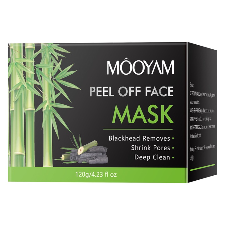 Masca de fata peel-off Mooyam cu carbune activ, Curatare profunda, indepartarea punctelor negre si pori mai fini, Curata porii si controleaza sebumul, Exfoliant si masca nazala, cat si pentru femei,120g