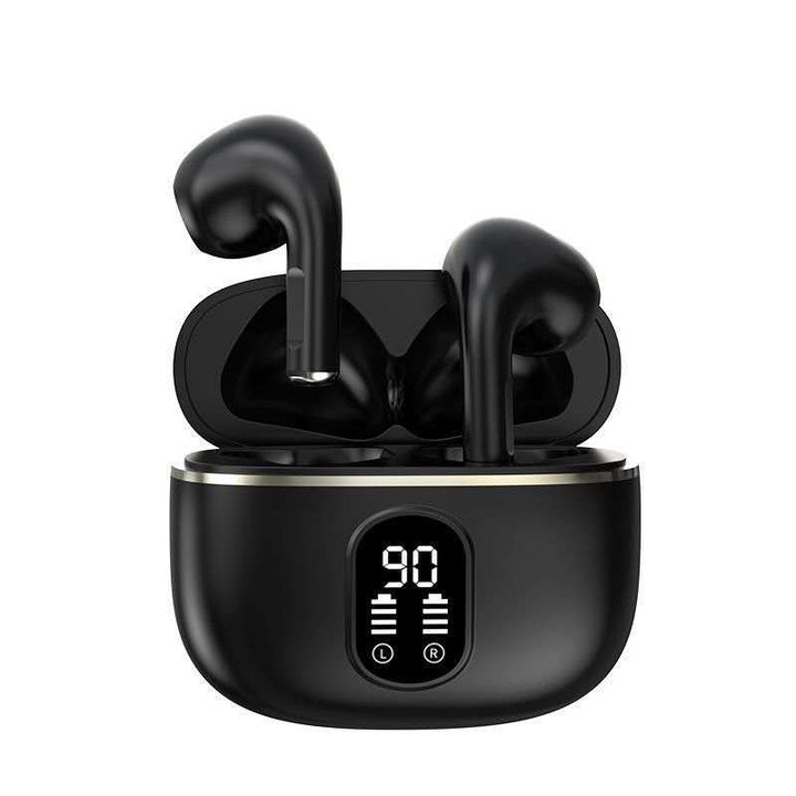 Vezeték nélküli fejhallgató, Bluetooth 5.4, vízálló, hosszú akkumulátor-üzemidő, fekete