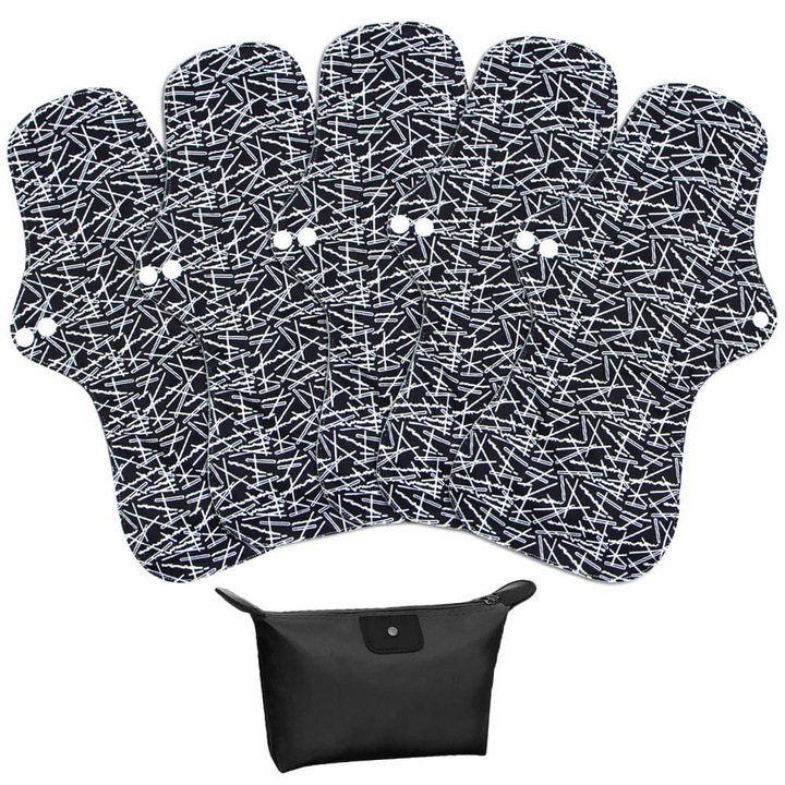 Комплект от 5 подложки за многократна употреба Kufer, 18x25 см, изработени от бамбуково-карбонов материал, водоустойчиви, щадящи кожата