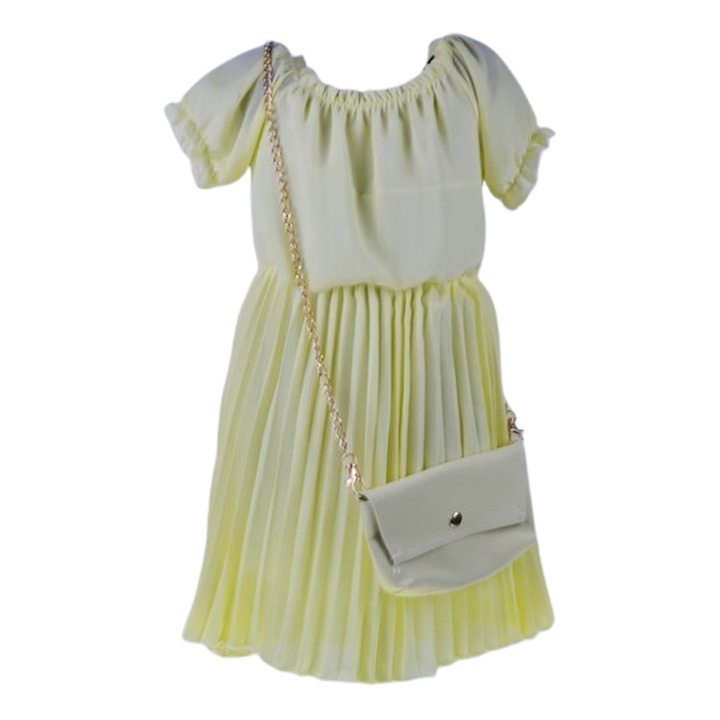 Lezser ruha és táska szett lányoknak, Mini Junior, RMJ3006, Sárga 120838