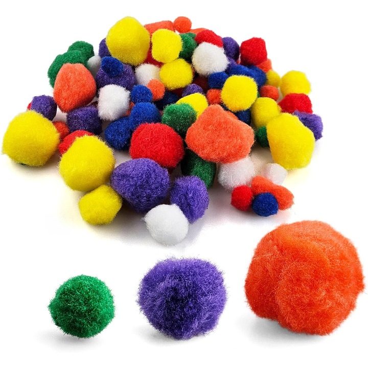 Dekoratív Pompon Szett, Netuno, Poliészter, Vegyes Többszínű, Pasztell Árnyalatok, Dekorációhoz, Kreatív Projektekhez, DIY, Puha Tapintású, Multifunkcionális, 3 cm, Többszínű, 200 Darab