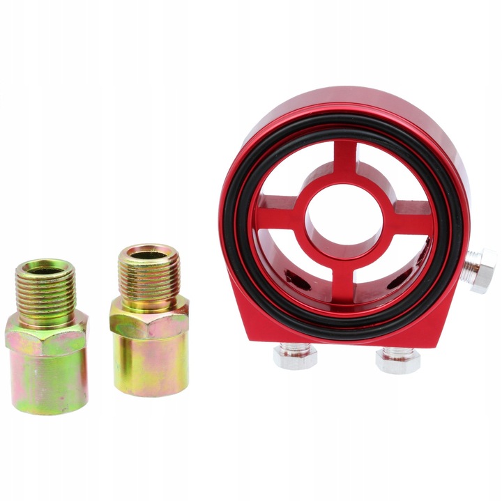 Комплект адаптери за маслен филтър, Me Premium, алуминиев материал, червен цвят, има изходи за максимум 3 индикатора, червен, 5