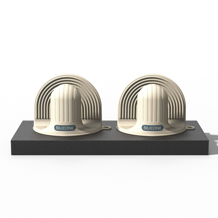 Manusi de silicon anti-arsuri, set mini manusi pentru cuptor, impermeabile, 23x19x6.5cm, bej
