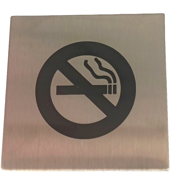 Pictograma pentru toaleta FIMET 3803, Fumatul interzis, otel inoxidabil
