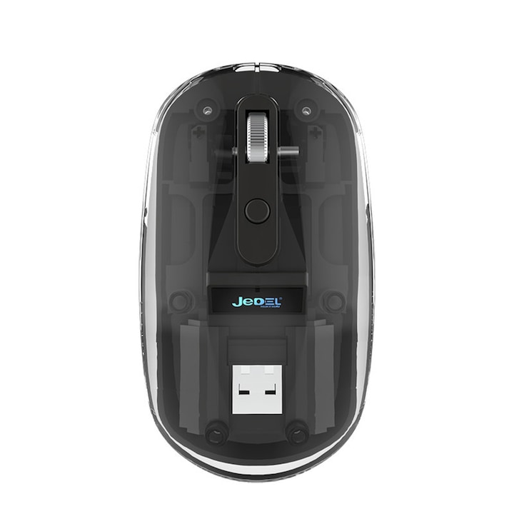 Mouse wireless Bluetooth, JEDEL, WD131P, conexiune receptor wireless Bluetooth si USB, reglabil 800/1200/1600DPI, detasabil magnetic, potrivit pentru computer, laptop, tableta, telefon mobil, negru