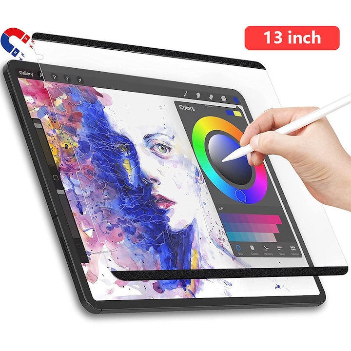 Магнитен хартиен протектор за iPad Air7/Air6 11" 2025/2024 с чантичка за съхранение, подвижен, за многократна употреба, лесен за употреба, идеален за бележки, рисуване, изкуство