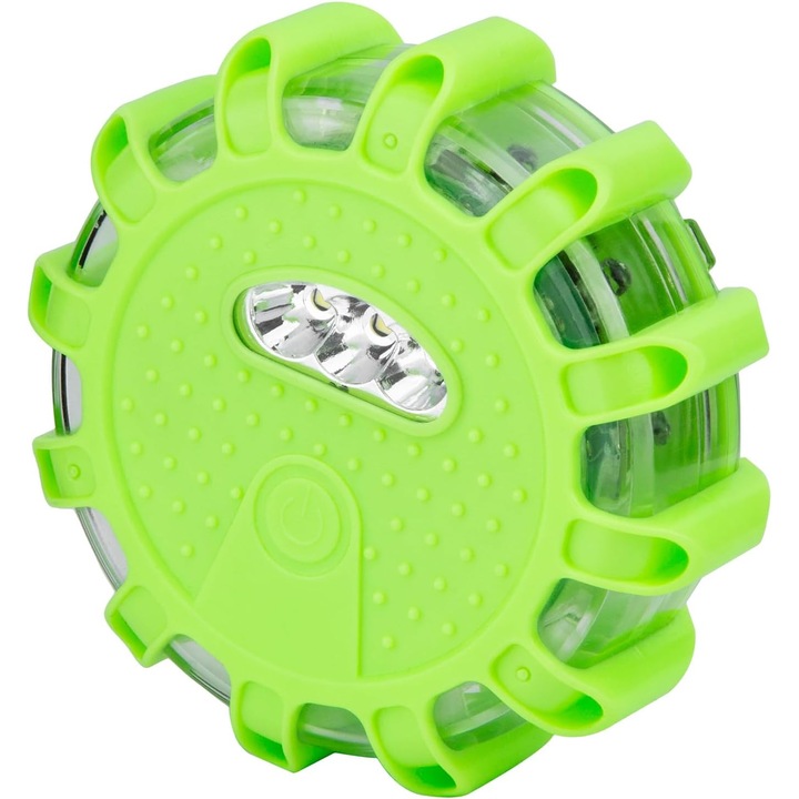 Lumina LED de urgenta auto, cu baza magnetica si carlig, 9 moduri de iluminare, potrivita pentru masini si camioane, verde
