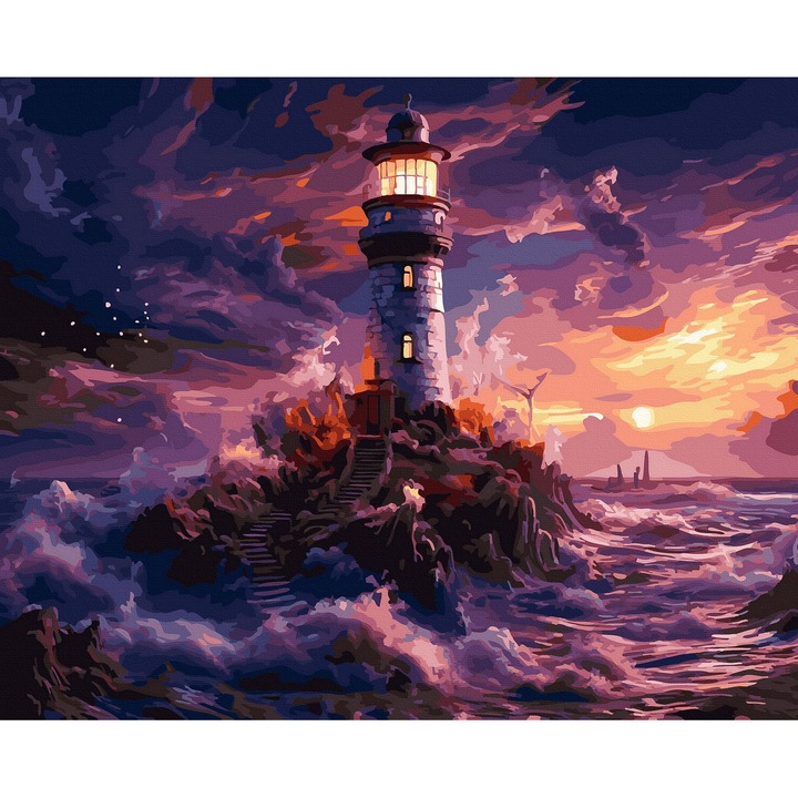 Set pictura pe numere, cu sasiu, Gardianul marii, 40x50 cm