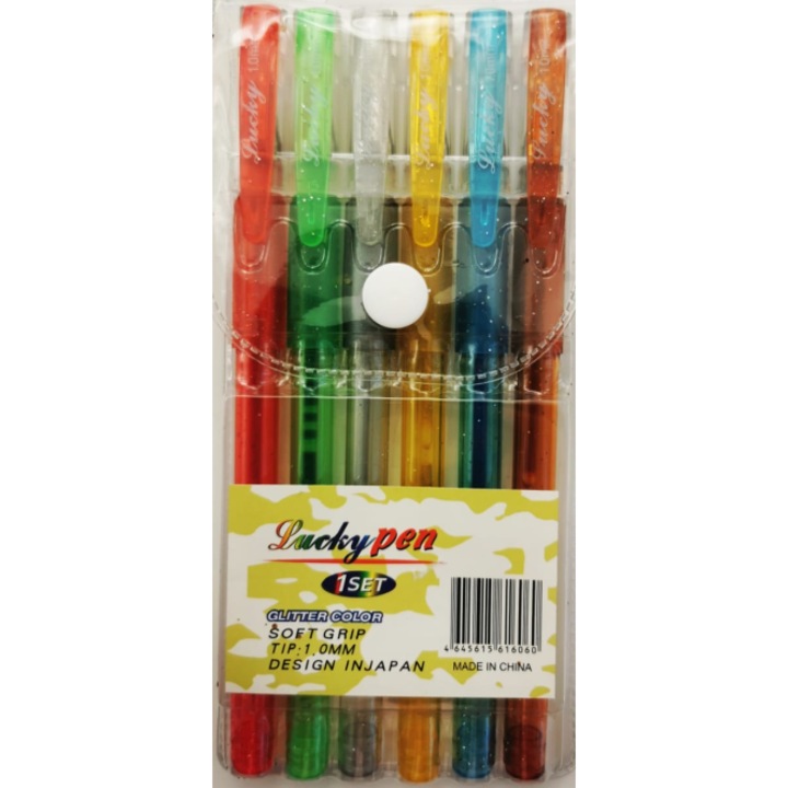 Pix gel sclipici set 6 culori, grip cauciuc