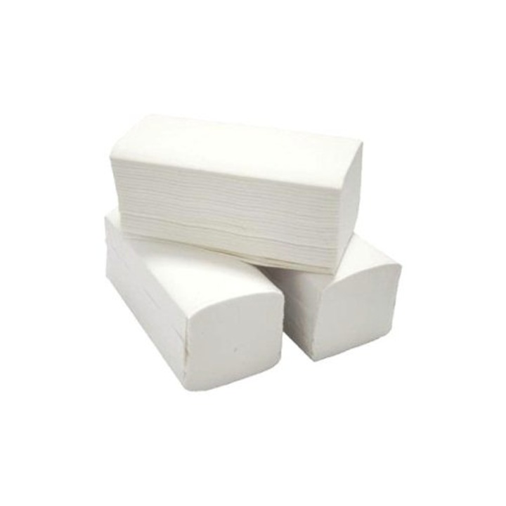 Prosop de hârtie 2 straturi laminat pliat în Z 100% celuloză 200 coli/pachet 20 pachete/cutie Greeny alb