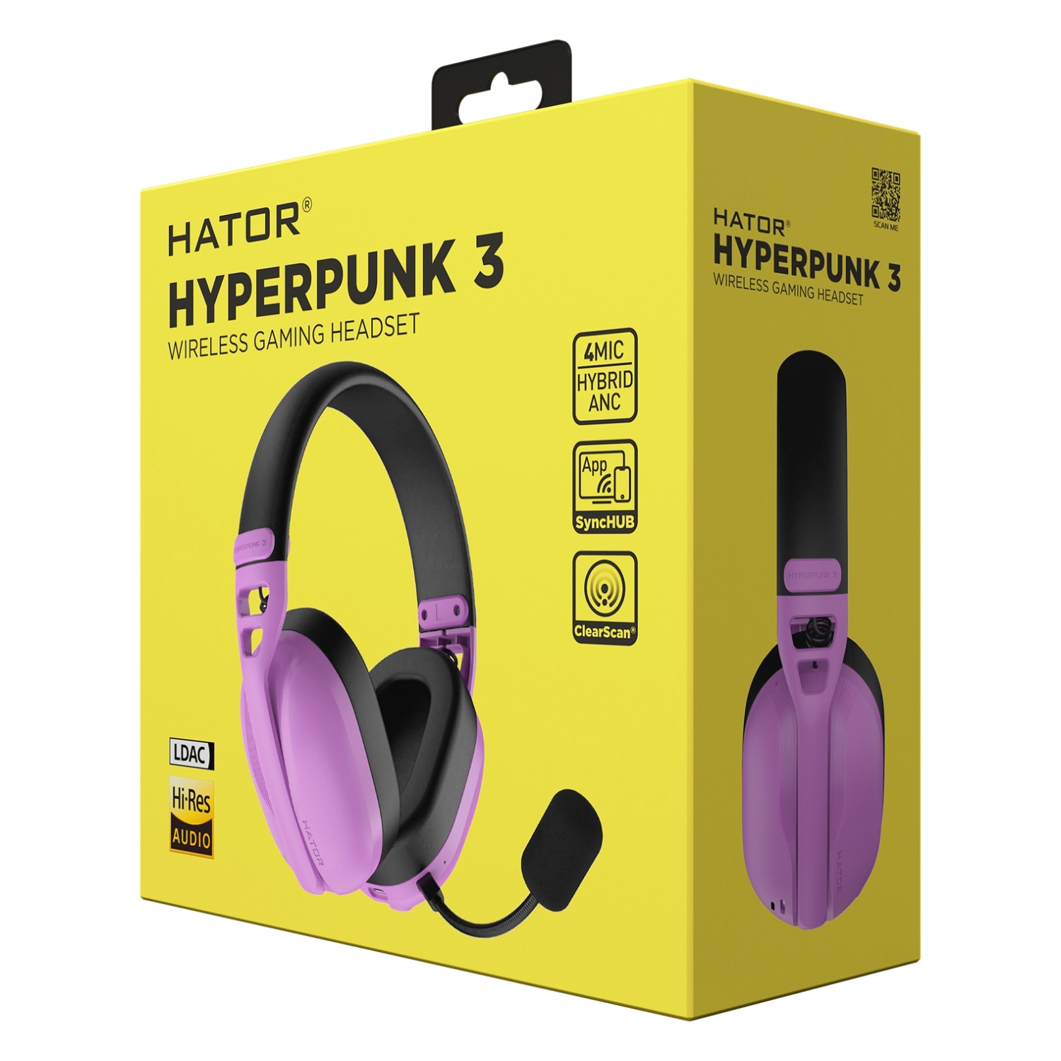 Słuchawki bezprzewodowe z mikrofonem Hator Hyperpunk 3 Wireless ESH19 ANC Nauszne Fioletowy