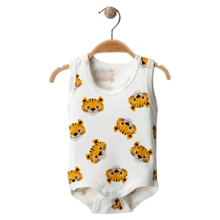 Body maiou bebe alb cu imprimeu tigru simpatic Marime 92 (18-24 luni)